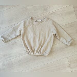 Size 5 Neutral Waffle Knit Long Sleeve Top